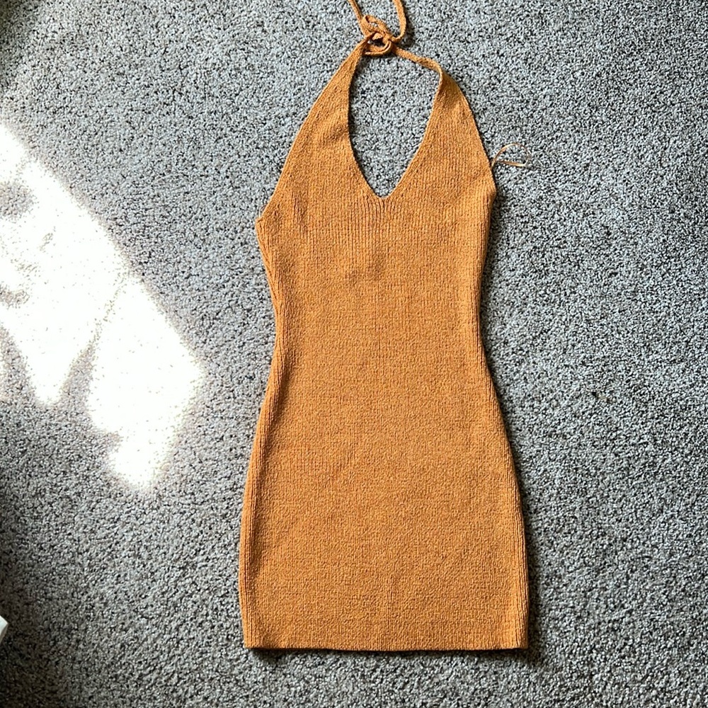 Halter neck sweater dress